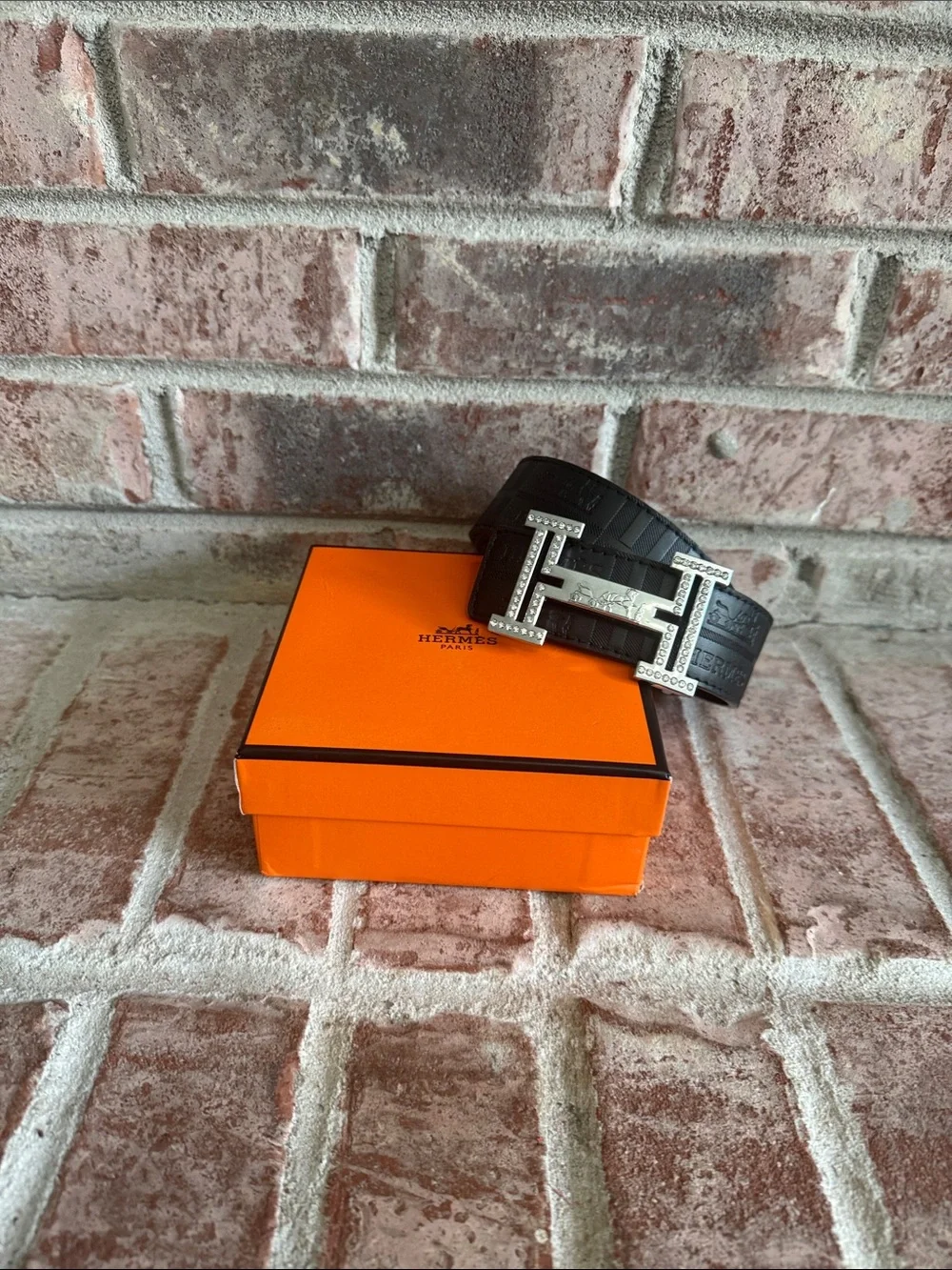 Black belt silver H buckle size 50/125